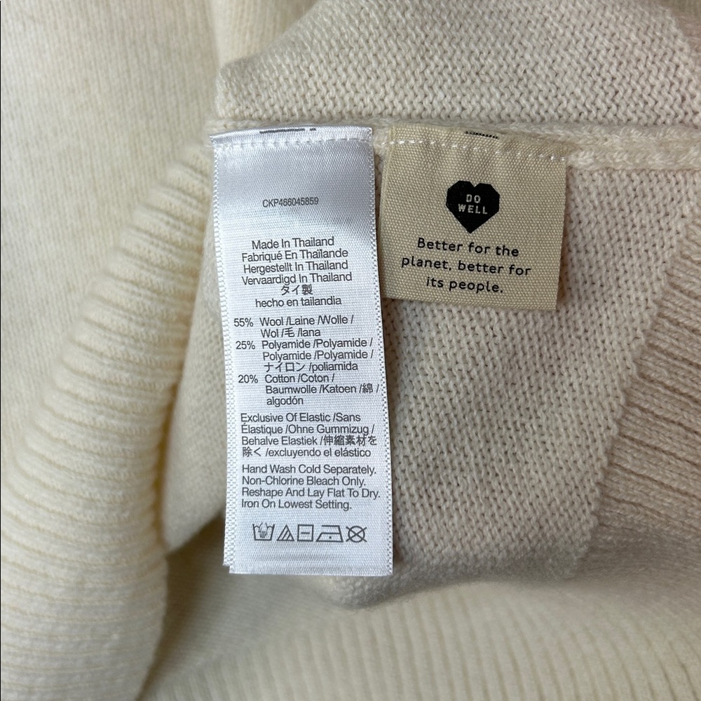 Madewell Wiltshire V Neck Pullover Balloon Sleeve Sweater Cream‎ Green Size S - Picture 5 of 8